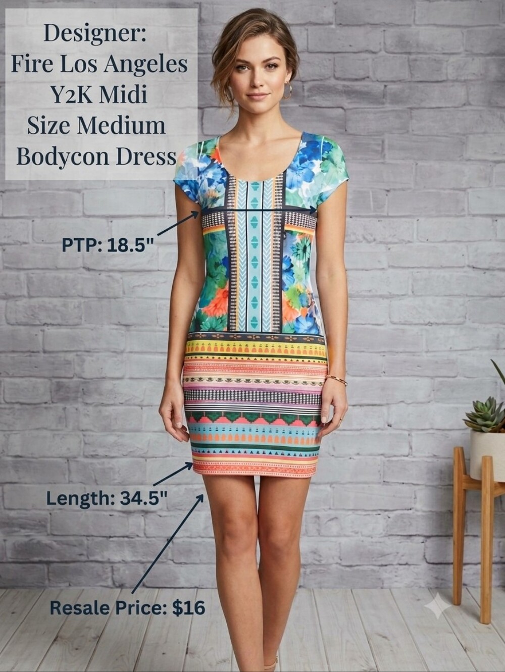 Fire Los Angeles Size Medium Midi Y2K Dress